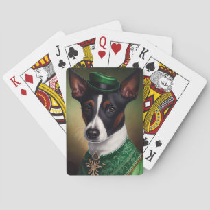 Rat Terrier Dog in St. Patrick's Day Dress Spielkarten