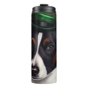 Rat Terrier Dog in St. Patrick's Day Dress Thermosbecher