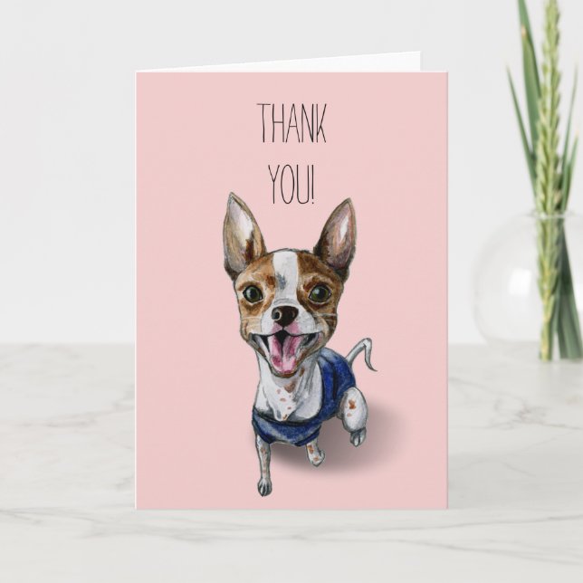 Rat Terrier Dog Watercolor Malerei | Danke (Vorderseite)