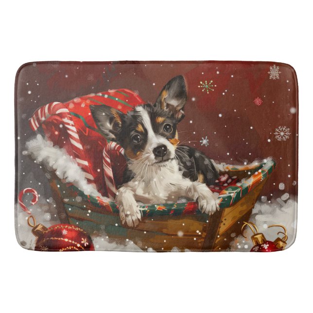 Rat Terrier Dog Weihnachtsfest Badematte (Vorderseite)