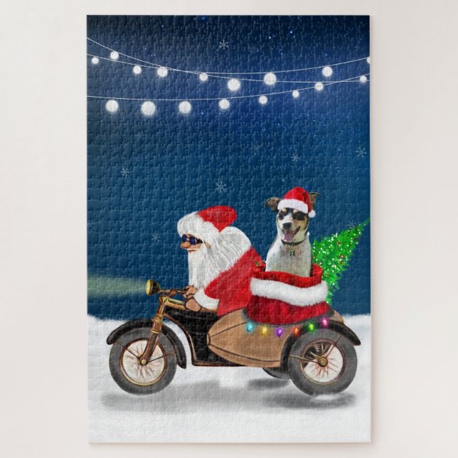 Rat Terrier Dog Weihnachtsmann (Vertikal)