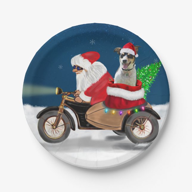Rat Terrier Dog Weihnachtsmann Pappteller (Vorderseite)
