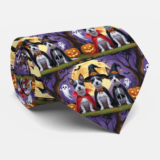 Rat Terrier Dogs Pumpkin Halloween Funny Krawatte (Gerollt)