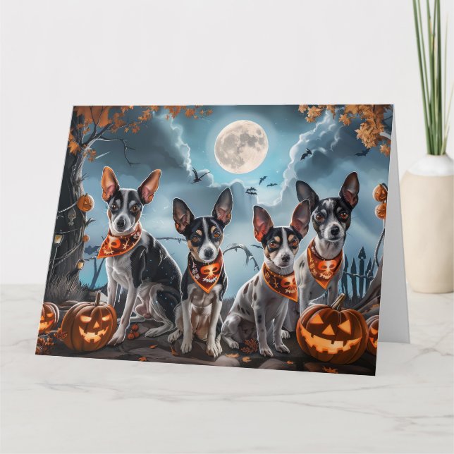 Rat Terrier Halloween Spooky Karte (Vorderseite)