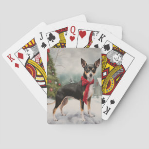 Rat Terrier Hund im Schnee Weihnachten  Spielkarten