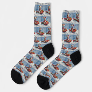 Rat Terrier Hund in Sledge Let it Snow Weihnachten Socken