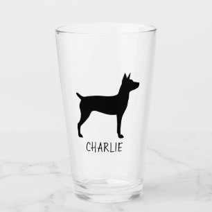 Rat Terrier Hund Silhouette Personalisiertes Trink Glas