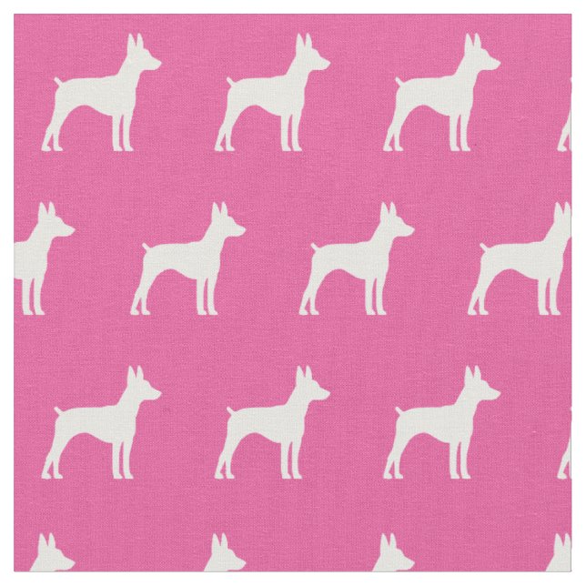 Rat Terrier Hund Silhouette Pet Pink Stoff (Nahaufnahme)