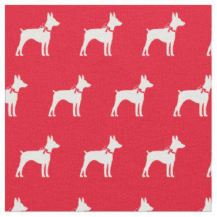 Rat Terrier Hund Silhouette Rotes Tier Stoff