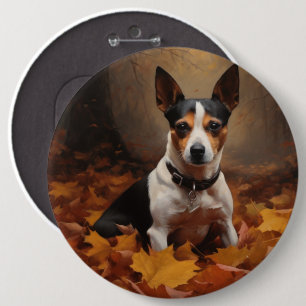 Rat Terrier im Herbst Leaves Fall Inspiriert Button