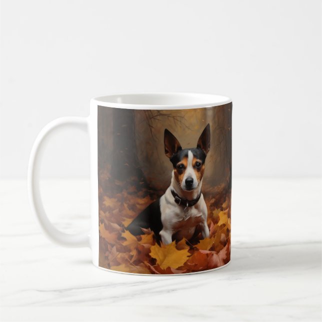 Rat Terrier im Herbst Leaves Fall Inspiriert Kaffeetasse (Links)
