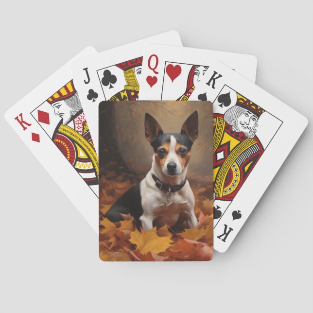 Rat Terrier im Herbst Leaves Fall Inspiriert Spielkarten (Rückseite)