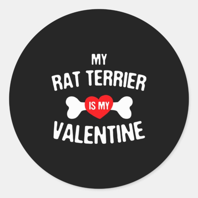 Rat Terrier Is My Valentine Rat Terrier Dog  Runder Aufkleber (Vorderseite)