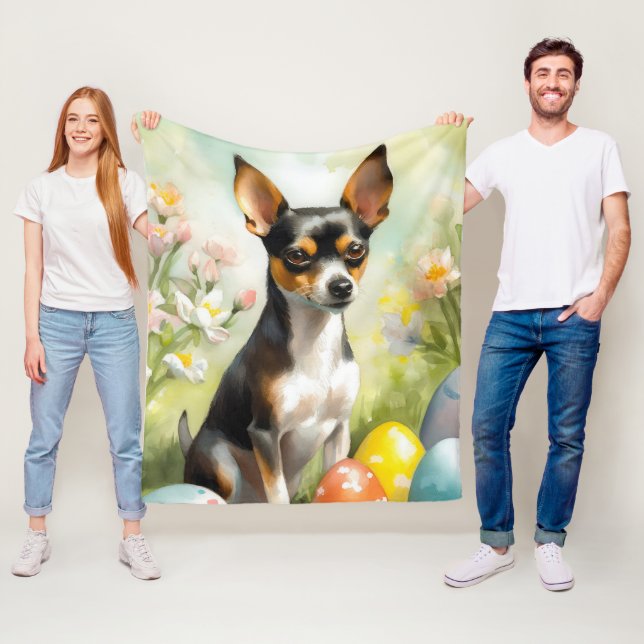 Rat Terrier mit Ostereier Fleecedecke (Beispiel)
