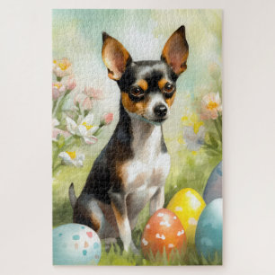 Rat Terrier mit Ostereiern Feiertag