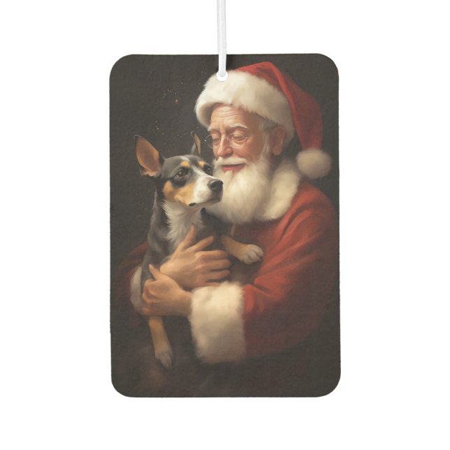 Rat Terrier mit Weihnachtsmann Weihnachten Autolufterfrischer (Vorderseite)