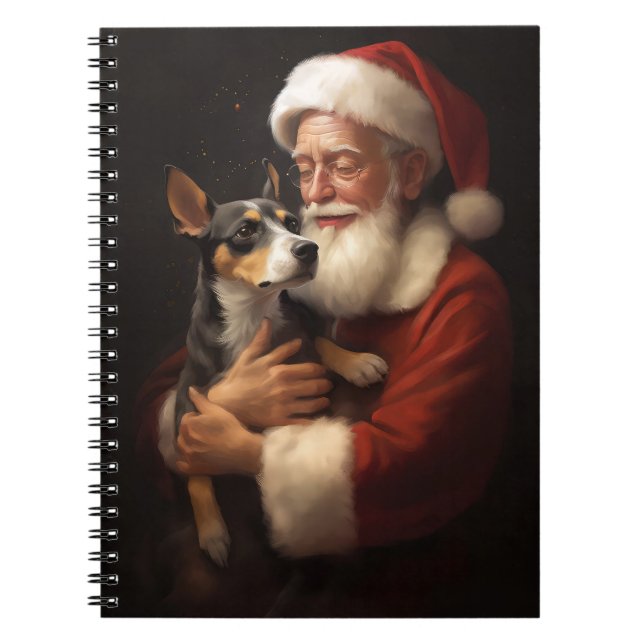 Rat Terrier mit Weihnachtsmann Weihnachten Notizblock (Vorderseite)