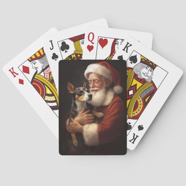 Rat Terrier mit Weihnachtsmann Weihnachten Spielkarten (Rückseite)