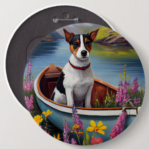 Rat Terrier on a Paddle: Ein Landschaftliches Aben Button