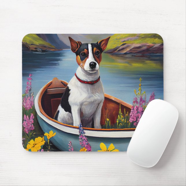 Rat Terrier on a Paddle: Ein Landschaftliches Aben Mousepad (Mit Mouse)