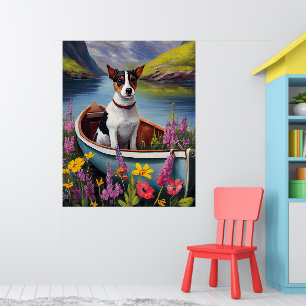 Rat Terrier on a Paddle: Ein Landschaftliches Aben Poster