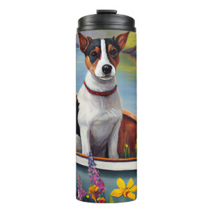 Rat Terrier on a Paddle: Ein Landschaftliches Aben Thermosbecher