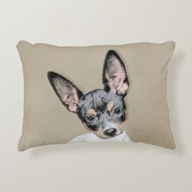 Rat Terrier Painting - Niedliche Original Dog Art Dekokissen (Vorderseite)