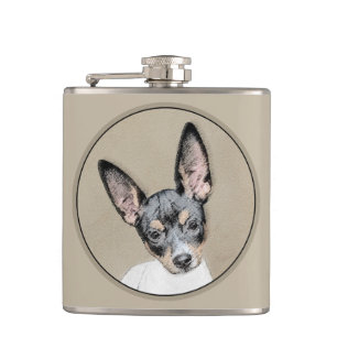 Rat Terrier Painting - Niedliche Original Dog Art Flachmann