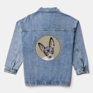 Rat Terrier Painting - Niedliche Original Dog Art Jeansjacke