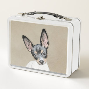 Rat Terrier Painting - Niedliche Original Dog Art Metall Brotdose