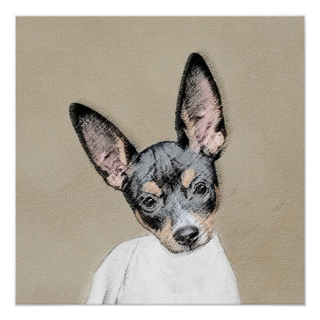 Rat Terrier Painting - Niedliche Original Dog Art Poster (Vorderseite)