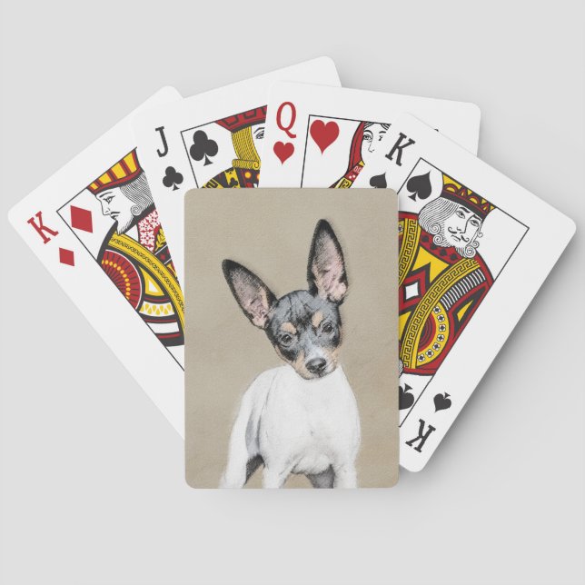Rat Terrier Painting - Niedliche Original Dog Art Spielkarten (Rückseite)