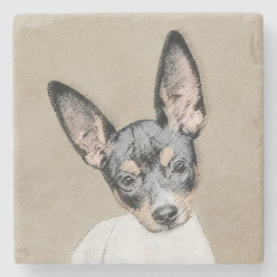 Rat Terrier Painting - Niedliche Original Dog Art Steinuntersetzer