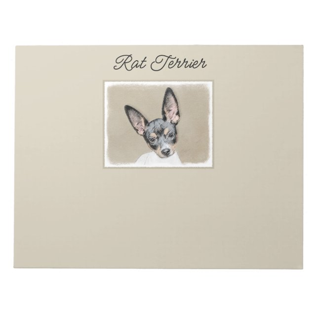 Rat Terrier Painting - Niedlicher Original Hunde A Notizblock (Vorderseite)