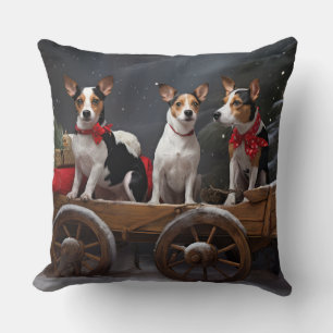 Rat Terrier Schneeschlitten Weihnachtsdekoration Kissen