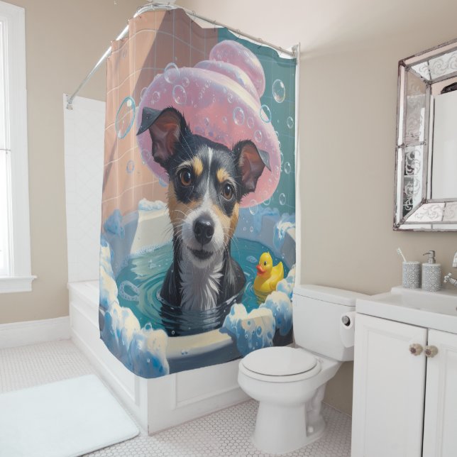 Rat Terrier Sloppy Sleepy Niedlich Funny Duschvorhang (Beispiel)