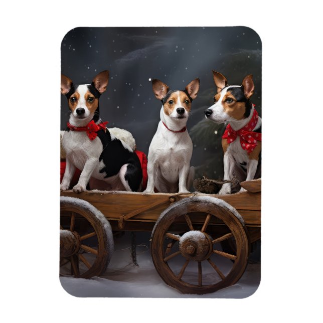 Rat Terrier Snowy Sleigh Weihnachtsdekor Magnet (Vertikal)
