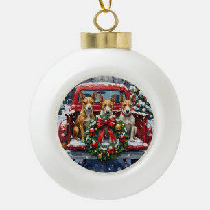 Rat Terrier Weihnachten Rotes Lastwagen Ferien Keramik Kugel-Ornament