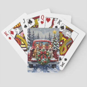 Rat Terrier Weihnachten Rotes Lastwagen Ferien Spielkarten