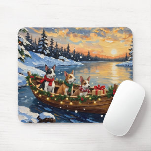 Rat-Terrier-Weihnachtsboot-Feier Mousepad