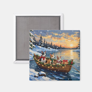 Rat Terrier Weihnachtsboot Urlaub Magnet