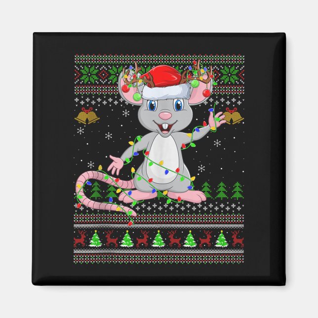 Rat Ugly Christmas Sweaters Holiday Santa Cute Xma Magnet (Vorne)