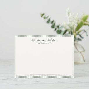 Rat und Wünsche Sage Green Stripe Klassische Schri Hinweiskarte