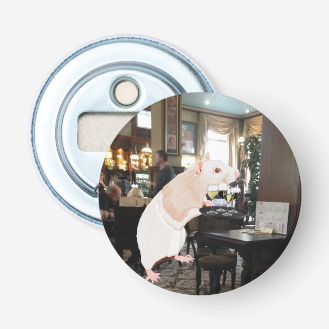 Rat Waiter surreal Flaschenöffner (Vorderseite)