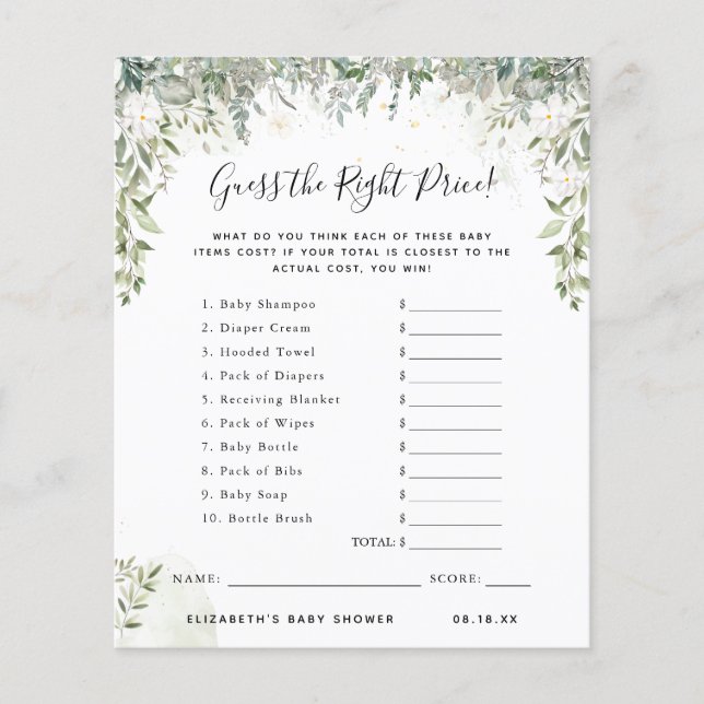 Rate den Preis | Baby Showspiel (Vorderseite)