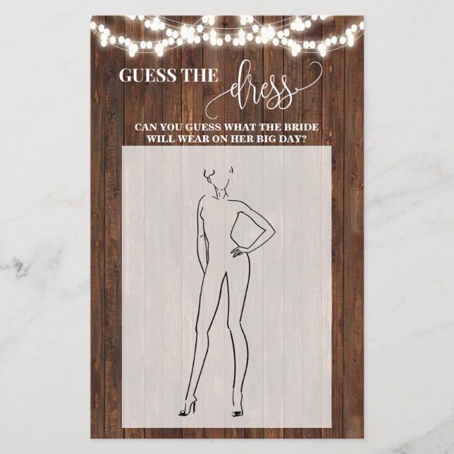 Rate die Dress Western Brautparty Game Card Flyer (Vorne)