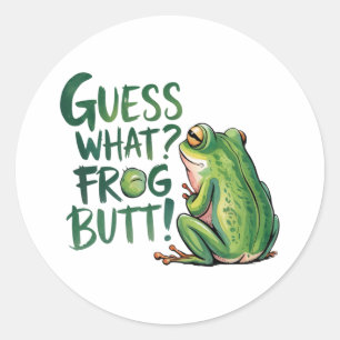 "Rate mal Frosch Hintern" Lustiger Alberner Witz G Runder Aufkleber