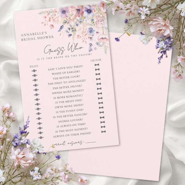 Rate mal - Rosa Wilde Blume Brautdusche (Guess Who Blush Pink Wildflower Bridal Shower )