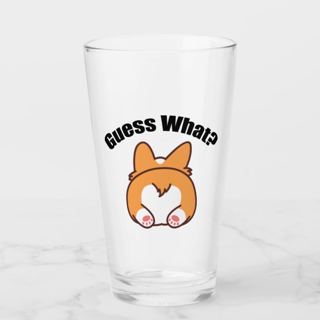 Rate mal, was Corgi Hintern Glas (Vorderseite)