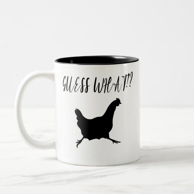 Rate mal was? Hühner-Hintern, Hühnerlover Zweifarbige Tasse (Links)